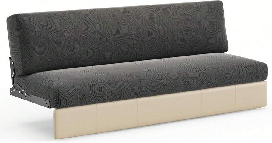 RV Couch Covers For Sofa Bed – 2-Piece Backrest And Seat Covers Ideal For Jackknife – Camper Slip Covers For RV Furniture – Super Stretchable Fabric With 1cm Elastic - Drak Gray - Green - View 1