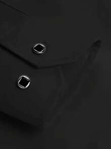 Camicia formale da uomo con bottoni frontali e decorazione in strass, traspirante per tutte le stagioni, manica lunga - nero - Visualizzare 6