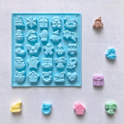 1pc 25-Cavity Assorted Shapes Christmas Chocolate Mold, Suitable For DIY Chocolate, Candy, Baking Christmas Christmas Decorations Christmas Pajamas Christmas Gifts Christmas Decor