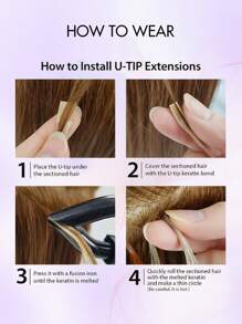 50 Pcs U Tip Hair Extensions Real Human Hair Extensions Natural Look Keratin Straight Basic Style Invisible Nail Tip Hair Extensions For Women
