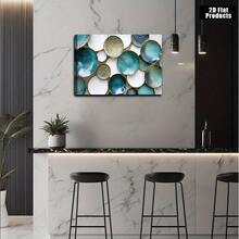 [2D Flat]	1pc Elegant Black-Golden Circular Artwork Gift For Family, High-Definition Printing With Frame Suitable For Office, Bedroom, Kitchen, Living Room, Elegant Style, Light Luxury, High-End Feeling - 霧霾藍 - 查看 5