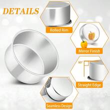 Cake Pan Set Of 4 Stainless Steel Baking Round Cake Pans Tins Bakeware For Birthday Wedding Leakproof And Easy Clean Mirror Finish And Easy Releasing 4 Inch - Bạc - Xem 3