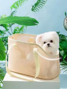 透气网眼宠物包，肩带斜挎便携式小型犬猫手提包，适合体重不超过8公斤的宠物，单肩设计，适合外出 - 彩色 - 查看 2