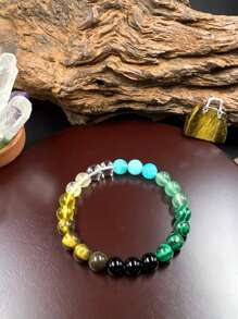 1pc Prosperity & Wealth Charm Bracelet, Tiger Eye, Citrine, Peacock & Clear Quartz, Attract Abundance & Prosperity, Unisex, Solid Unscented Format