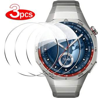 3 Packs Tempered Glass Clear Screen Protector Compatible With Huawei Watch GT 5 4 3 Pro GT Runner Screen Glass Film Anti-Scratch Protector Watch GT5 GT4 GT3 Pro Case Size 41mm 42mm 46mm Cover Screen Glass Film Gift For Birthday/President's Day/Boy/Girlfriends