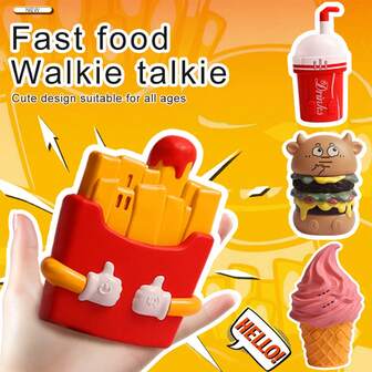 2pcs Fast Food Walkie Talkie, French Fries Walkie Talkie, Burger Walkie Talkie, Cola Walkie Talkie, Ice Cream Walkie Talkie Walkie Talkie Set For Kids Children's Walkie Talkie Wireless Communication Interactive Walkie
