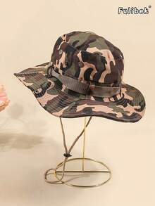 1pc Camo Men's Outdoor Sun Hat, Suitable For Daily Wear - Brown - View 1