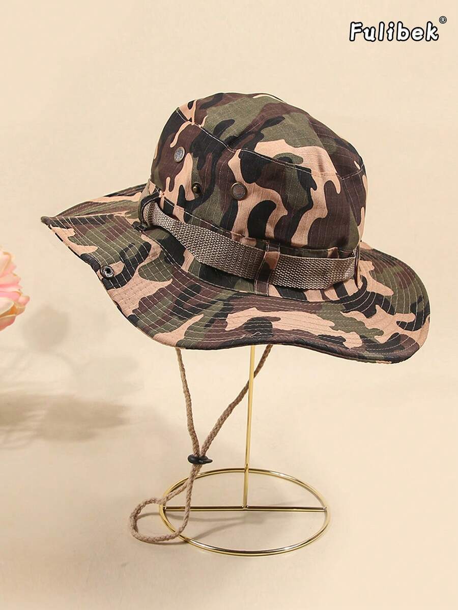 1pc Camo Men's Outdoor Sun Hat, Suitable For Daily Wear - Brown - View 1
