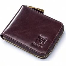 Mens Genuine Leather Zipper Wallet RFID Blocking Bifold Secure Zip Around Wallets Multi Credit Card Holder Purse (Handmade Coffee) - Brown-2 - View 2