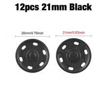 50-6件/100-12件 8-25毫米黑色/银色金属按扣，缝纫服装、包袋、钱包配件 - 黑色 - 查看 13