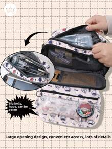 1pc Large Capacity Pencil Case Multi-Slot Pencil Pouch Durable Pencil Box Portable Office Pen Bag With Zipper,School Supplies,Back To School