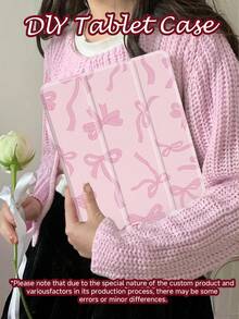 Ayotu Customized Tablet Case With Pink Bow Pattern Text, Suitable For 10.2-Inch IPad 9th Generation, Name Customized Case Compatible With 10.4-Inch Galaxy Tab A7, Supports Automatic Sleep/Wake-Up, Built-In Pen Slot, Adjustable In Multiple Angles, DIY Tablet Computer Case, Built-In Pen Slot, Adjustable In Multiple Angles The Perfect Choice For Valentine's Day And Anniversaries, Creative Gifts For Family, Parents And Friends - Multicolor - View 2