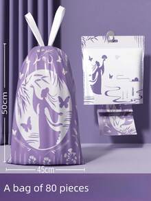 80 piezas de bolsas de basura con aroma a lavanda, que eliminan olores, repelen mosquitos, no se rompen, con cuerdas colgantes y asas, bolsas reforzadas específicas para la cocina