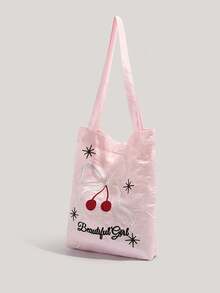 韩式女孩刺绣蝴蝶结单肩包，独特设计，可爱宽敞，学生手提包