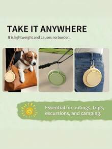 可折叠宠物碗，适合旅行、露营、散步，可用作猫狗的水碗和食碗，无异味，带登山扣，也可作水瓶或露营碗使用。 - 彩色 - 查看 3