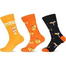 Men's Funny Novelty Crazy Pattern Dress Socks For Gifts - Black/Orange/Multicolor Cocktails-3m - View 1