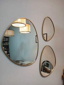 Kit Of 3 Mirrors With Organic Frame, Elegant Design - 金的 - 查看 3