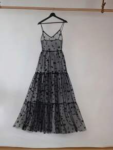 Women's Mesh See-Through Skirt High Waist Skirt Beachwear Pleated Long Maxi Skirt - 黑色 - 查看 2