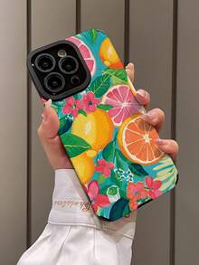 1 件时尚柠檬图案竖条纹经典防摔软皮手机壳适用于 Apple 和 16/16PLUS/16PRO/16PROMAX 防水防震防刮 - 彩色 - 查看 3