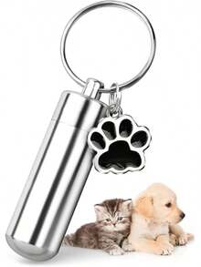 nuevo-2025ChunlongFour - Urnas impermeables para cremación para mascotas, llavero para cenizas de perros, urna cilíndrica para cenizas de mascotas, recuerdo de cremación, cenizas conmemorativas - Cilindro oro rosa 2pcs - Ver 8