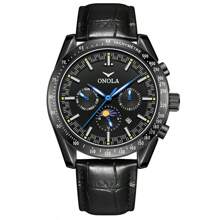 ONOLA Reloj mecánico totalmente automático de ONOLA 6835 con estilo de lujo ligero, con diseño de sol, luna y estrellas, exhibición luminosa de la hora mundial, numerales romanos y ajuste de fecha/hora. Es un reloj de alta calidad para negocios y ocio, adecuado como un regalo elegante para uso diario y ocasiones formales, y un durable reloj de tiempo