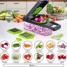 16-In-1 Pro Multifunctional Vegetable Chopper And Slicer, Adjustable Vegetable Slicer With Container - Multicolor - View 2