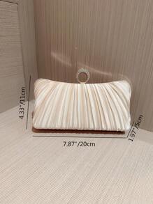 Women's Elegant Pleated Box Design Party Handbag, Luxury Rhinestone Clutch, Charming Formal Evening Bag Suitable For Date, Dance, Birthday, Party And Other Formal Occasions,Pleated Satin Design Box Shape Evening Clutch, Formal Banquet Handbag For Party, Formal Dress, Ball, Wedding
