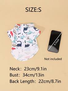 A Non-Stretch, Slim-Fit Summer Pet Shirt In White With A Little Dinosaur Design, Suitable For Kittens And Puppies To Wear At Home Or Outdoors In Spring And Summer (The Product Runs A Bit Small, It's Recommended To Buy 1-2 Sizes Up). - White - View 15