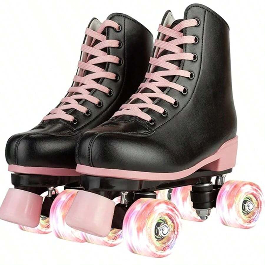 Gets Double Flash Roller Skates,Skates,Classic Flash Double Quad Derby Skates High Top Skates Suitable For Beginners And Roller Skaters,Indoor And Outdoor