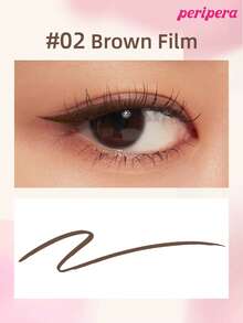 Peripera Delineador de tinta de pincel fino de K-Beauty, lápiz delineador líquido de 0,12 mm, delineador de ojos, color intenso, flujo de tinta suave, secado rápido, resistente al agua y al sudor, maquillaje diario, maquillaje coreano - #02 Película marrón (nueva) - Ver 3
