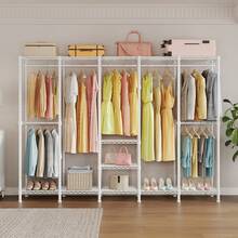 H5 Extra Large Heavy Duty Clothes Rack, Wire Garment Rack,Large Wardrobe Closet, Freestanding Closet Rack For Hanging Clothes, Clothing Rack With Adjustable Shelf, 93.3" Lx15.7 Wx75.4 H,White - White - View 2