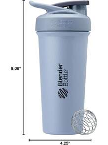 BlenderBottle Strada Shaker Cup Insulated Stainless Steel Bottle With Wire Whisk, 24-Ounce, Black
