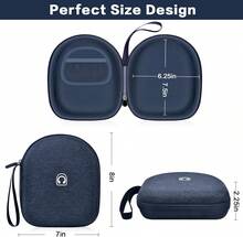 Headphone Case Compatible With Sony WH-CH520 Wireless Headphones Bluetooth On-Ear Headset With Microphone, Over Ear Noise Cancelling Earphone Bag For USB Cable For Work- Black (Box Only) (Blue) - 藍色 - 查看 6