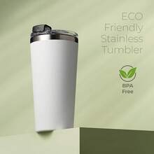SIPX traducido al español ™   - Vasos de triple aislamiento, 16 onzas, vaso moderno de alta calidad con tapa, aislada que mantiene el calor durante 6 horas, vaso de acero inoxidable hecho de material, de - Blanco - Ver 8