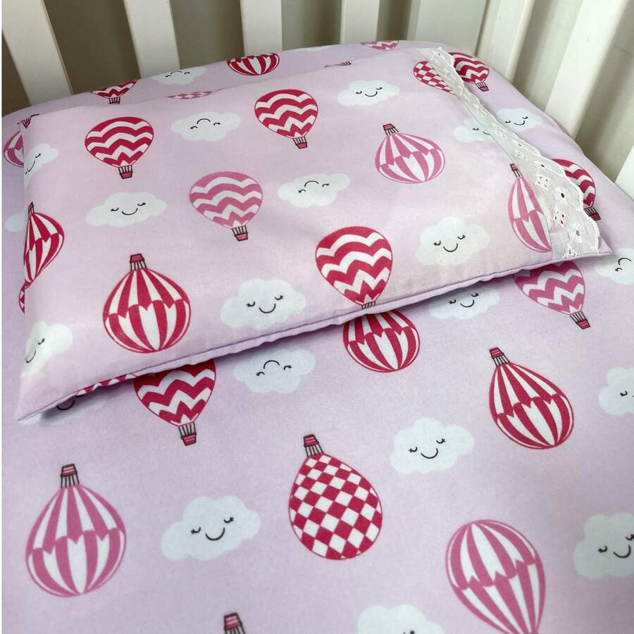 2-Piece Baby Sheet Set For American Crib Or Mini Crib 100% Cotton - 粉紅氣球 - 查看 1