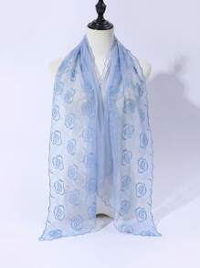 1 Stück Damen einfarbiger Schal mit Rosen-Spitze-Stickerei, Mode Seidentuch für Frühling/Sommer/Herbst, eleganter Schalkragen Sonnenschutz Kopftuch