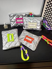 1pc Cute PU High-Quality Coin Purse, Wristlet Travel Makeup Bag, Angled Heart Coin Pouch, Portable Short Wallet, Angled Bow Pattern Organizer Bag, Macaron Color Key Holder, Fashionable Eyeglass Case, Phone Case, Tissue Box, Easter Essential, Birthday Gift, Fashionable Polyester Material, Handwash Or Dry Clean - Multicolor - View 4