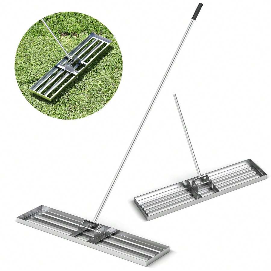 GOFLAME Lawn Leveling Rake Heavy Duty Level Lawn Tool With Ergonomic Handle - Silver - View 1
