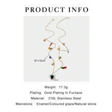 Monlansher New Arrival Women Stainless Steel Multi-Pendant Necklace, Featuring Ceramic, Glaze, Enamel And Stainless Steel Elements In Design, Versatile & Fashionable Long Necklace