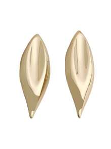 1 Pair Gold Leaf Shaped Earrings, With Smooth Design And Modern Aesthetics, Suitable For Wearing At Fashion Events Or Parties, An Elegant Gift For Those Who Enjoy Natural Elements Or Modern Style Accessories