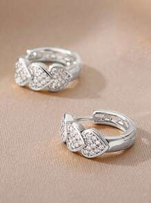 1 Par de lindos aretes de argolla con corazones de circonia cúbica para niñas, regalos para niñas para decoración diaria, joyería de fiesta y regalo de cumpleaños