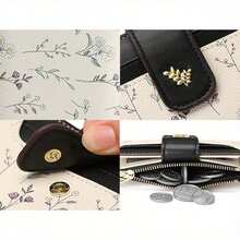 Ladies Elegant RFID Shielded Wallet, Compact Bi-Fold Zipper Clip With Multiple Slots, Beige And Light Blue Dotted Perfect For Daily Use Or Gifts Compact Wallet, Elegant Design, Decorative With Wallet Small Wallet - 藍白色 - 查看 10