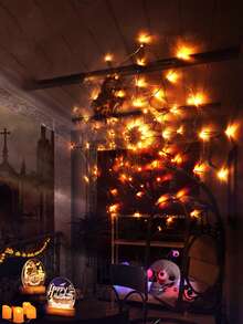 1 件蜘蛛网万圣节装饰 - 适用于室内家居、鬼屋 LED 氛围灯的恐怖蜘蛛网灯（电池/USB） - 彩色 - 查看 7