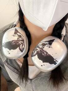 1 par de fundas de auriculares de TPU con mariposa oscura misteriosa compatibles con auriculares Apple Max, a prueba de polvo, anti-caída, impermeables y antiarañazos