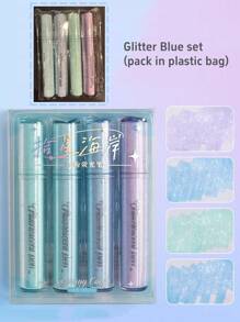 4pcs Clear Ice Style Highlighter Pens Set Oblique Brush Tip Fluorescent Color Marker Liner For Drawing Painting Back To School