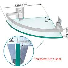 Sanbege 2 estantes de esquina de vidrio templado con riel y soportes, organizador de ducha flotante de 9.5 x 9.5 pulgadas, organizador de soporte de champú montado en la pared para baño, cocina, sala de estar - Ninguno - Ver 3