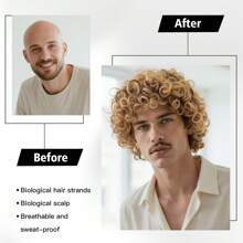 Men Wigs 70s 80s Disco Hippies Afro Wig Short Curly Male Wigs Blonde Mixed Brown Halloween Costume Wig