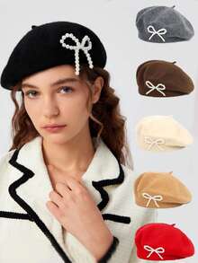 1 件女士贝雷帽，南瓜帽，韩版时尚，休闲，保暖羊毛，秋冬