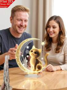 1 Stück 2D Acryl Katzen Figur, nicht elektrische Heim-/Bürodekoration, charmante Acryl Katzen Tischaufstellung, geeignet für Schlafzimmer, Büro, Wohnzimmer, perfektes Geschenk für Freunde