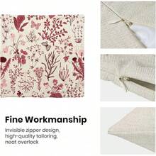 AEIOAE Spring Pillow Covers 18x18 Inch Set Of 2,Sage Wild Flower Plant Throw Pillows Case,Seasonal Floral Outdoor Decorative Square Linen Farmhouse Decor Cushion Covers For Home Sofa Bed Couch - Red - View 6